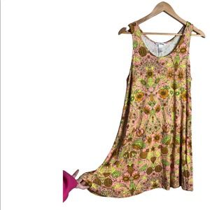 H&M | Sleeveless Pink & Yellow Floral Boho Mini Dress •